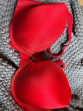 Victoria's Secret Red Push-Up Bra with Gold Dot Accents